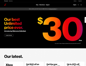 Latest verizon.com screenshot